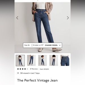 NWT Madewell Perfect Vintage Straight Jeans